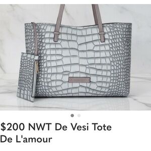 Devesi Bag Gray Croc-Embossed Tote Bag